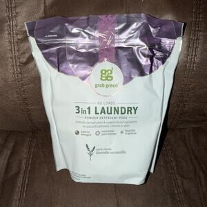 Grab Green 3 In 1 Laundry Detergent 60 Pods Lavender Vanilla Lipase Blend (uu)